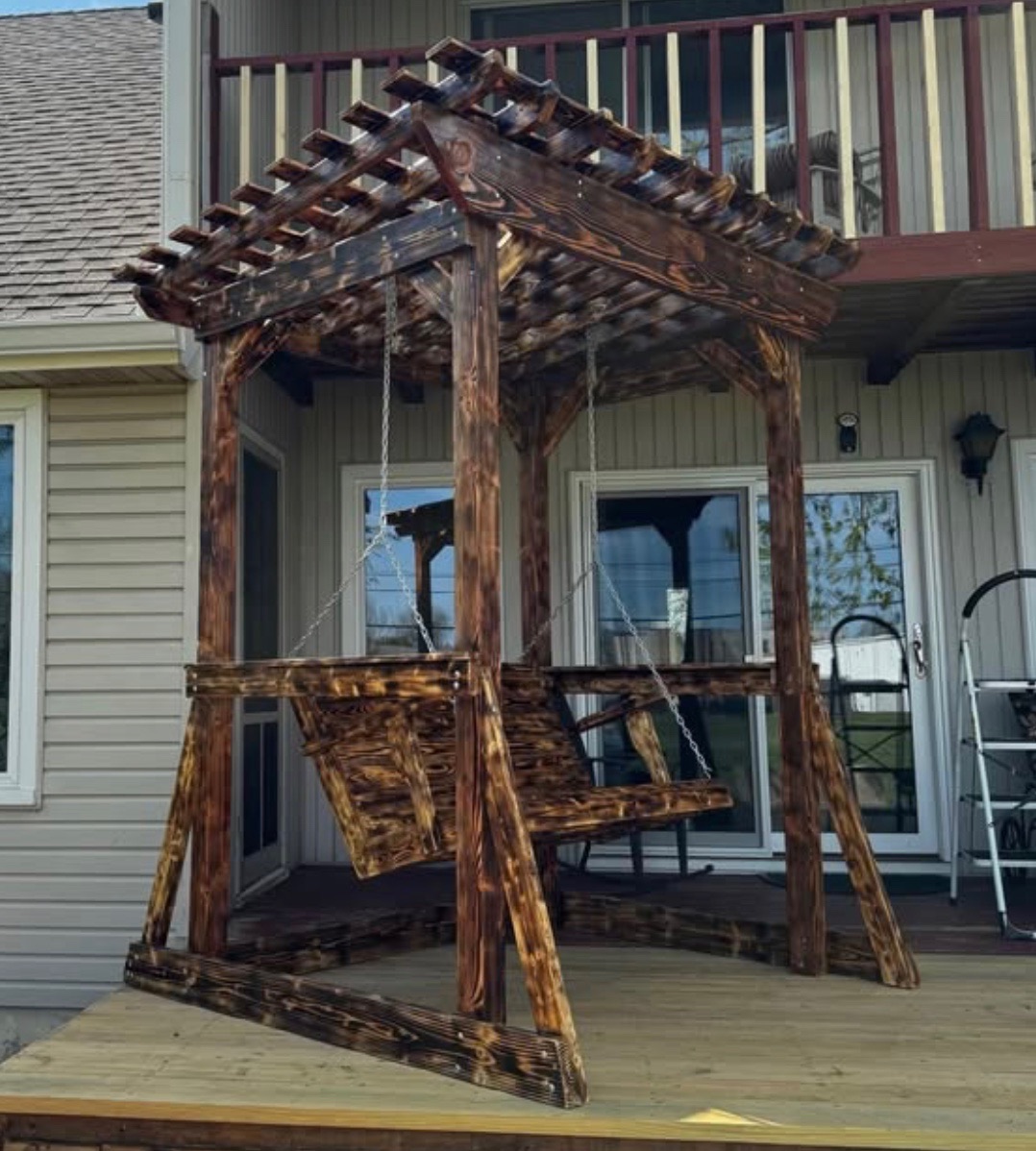 Pergola side profile showing beam structure and finish